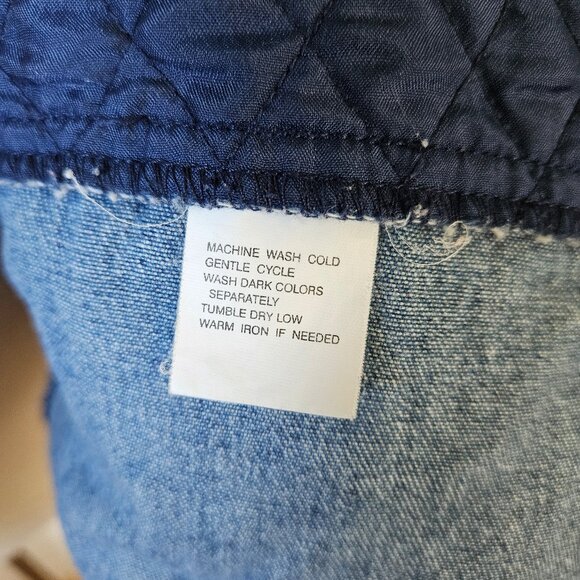 Vintage 90s Y2K Blast Indigo Blue Quilted Body Knit Sleeves Zip Jacket Sweater L - Picture 8 of 9